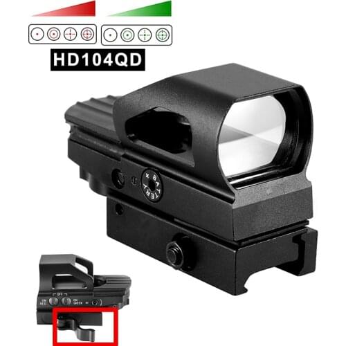 New Style HD104 Tactical Riflescope Holographic QD Red/Green Dot Sight 4 Reticle Optical Fit 20mm Weaver Rail Hunting Airsoft