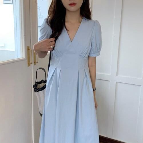 Womens Spring Summer Fashion Designer V Neck Brief Cotton Long Dress Female Chic Casual Loose Dress TB774