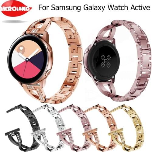 20MM wristband For Samsung Galaxy Watch 42mm gear sport s2 s4 active 40mm active Band Replacement stainless steel Crystal straps
