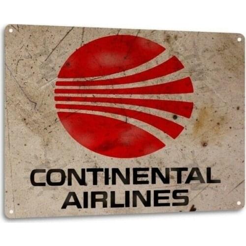 Retro Continental Airlines Logo Jet Airplane Vintage Wall Decor Metal Tin Sign Garage Pub Bar Home Plaques