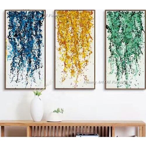 Handmade Abstract 3PCS Color Tree Oil Painting on Canvas For Living Room Decor Hand Painted Modern Group of Landscape Paintings