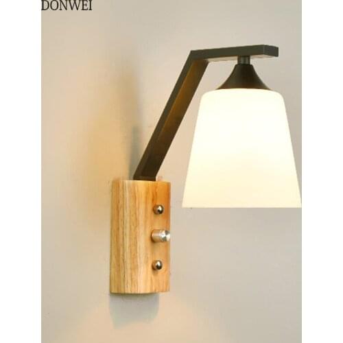 Nordic Wooden Wall Lamp Indoor Lighting Bedside wall lighting wall sconce For Reading Room Bedroom Home decoration 110V-220V
