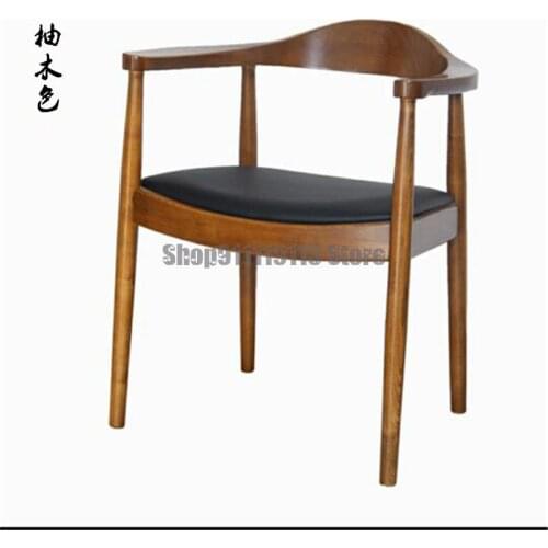 Customized Kennedy President Chair Back Armrest Simple Fashion Cafe Club Hotel Chair Nordic Solid Wood Dining Chair
