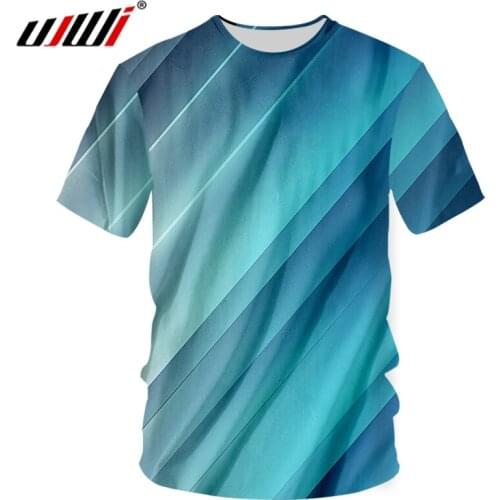 UJWI New Casual Short Sleeve Striped Mens O Neck Tshirt 3D Print Harajuku Loose Tee Shirt Wholesale Large Size T-shirt