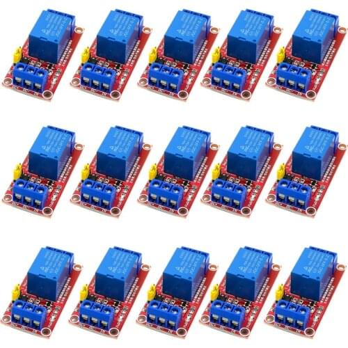 15 Pieces 5V Relay Module 1-Channel Relay Control Boards with Optocoupler Isolation High and Low Level Trigger