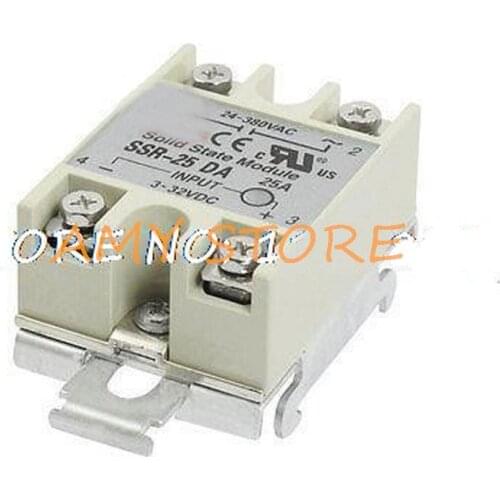 3-32VDC / 24-380VAC SSR-25DA 25A DC-AC Gray Solid State Relay DIN Rail Mount