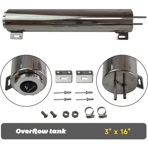 3" x 16" 3 x 16 Stainless Steel Radiator Overflow Expansion Catch Can Tank