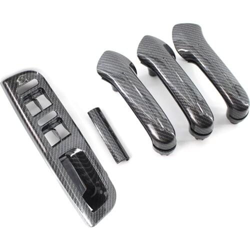 5x RHD Carbon Interior Door Grab Handle Cover Switch Bezel Trim For VW Golf MK4