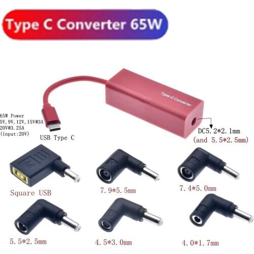 Laptop Dc Adapter Charger Converter DC 7.4*5.0 7.9*5.5 4.5*3.0 Female to USB Type C Male Power Jack Connector for Lenovo Hp Asus
