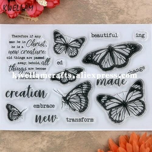 Butterfly Beautiful Made Change Scrapbook photo cards rubber stamp clear stamp transparent stamp 11x16cm KW9042403