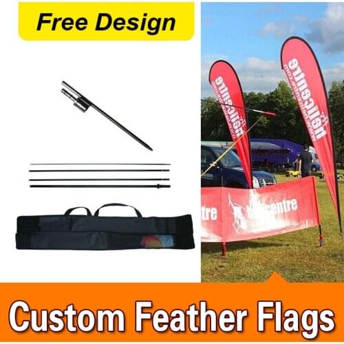 Free Design Free Shipping Double Sided Inground Spike Flying Style and Printed Type Feather Flying Teardrop Banner Flag