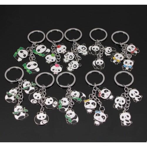Panda Key chain New Cute Panda Keychain for Bag Car Key Ring Tourism Souvenir Gifts Key chains holder silver trinket jewelry