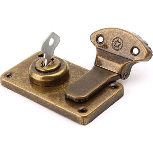 Bronze Tone Leather Suitcase Buckle Box Vintage Metal Lock Antique Toggle Hasp Latch