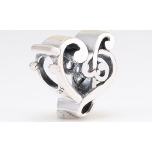 Authentic 925 Sterling Silver Hollow Charm Music Notes Beads Fit Original Charms Bracelet Necklace Diy Jewelry Making