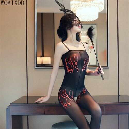Black Sexy Erotic Lingerie Women Hot Bodysuit Sexy Costumes Transparent Intimates Womens Bodystocking Open crotch Sex Products