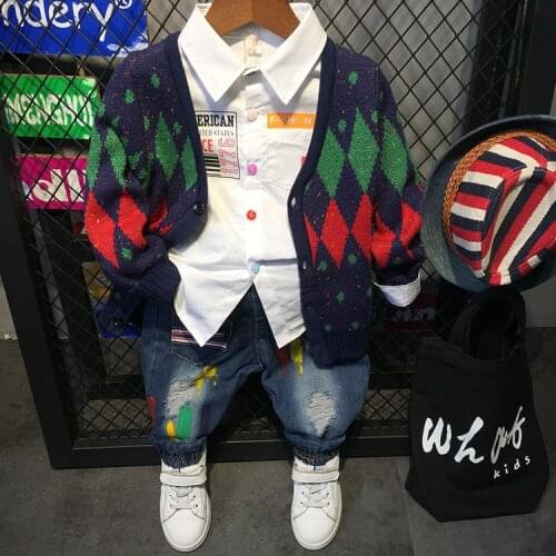 Baby Cardigan Boy Sweaters Printed Pattern Kids Cardigan Coats Spring New Baby Jackets Children Knitting Clothes Fashion Outwear