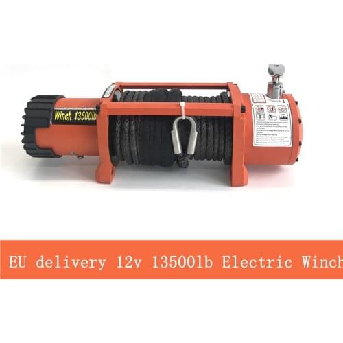 EU delivery winch car 12v 13500lb Electric Winch Heavy Duty ATV Trailer high tensile nylon rope cable Remote Control Set