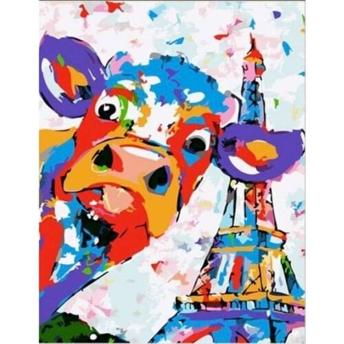 Gatyztory 60×75cm Frame DIY Painting By Numbers Animal Cattle Canvas Drawing Acrylic Paints Unique Gift Wall Decor Art Handpaint