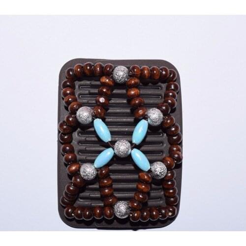 20 pcs / lot medium size brown silver Lady Beaded Magic Strecthy Hair Combs Double Clips Combs