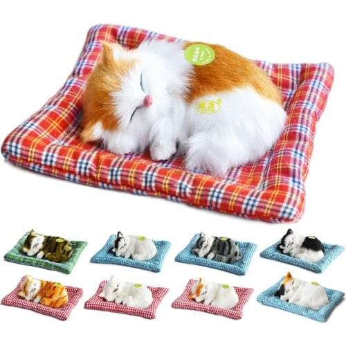 Simulation Sleeping Cat Can Barking Kawaii Creative Animals Ornaments Plush Toys for Children or Girlfriends Gifts