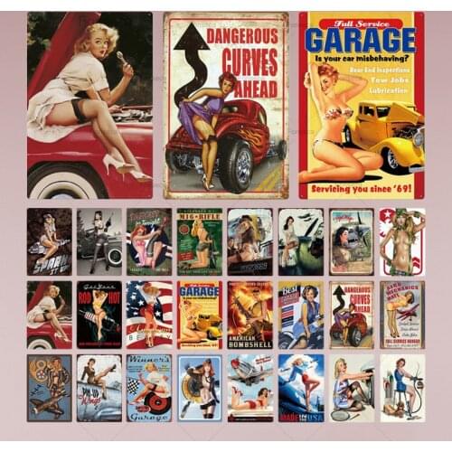 Beautiful Sexy Girl Tin Sign Plaque Metal Vintage Sexy Metal Sign Wall Decor for Bar Pub Club Man Cave Retro Signs Metal Paintin