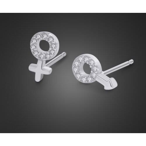 Hot sales Korean100%925 Silver Non-Allergic Earrings Fashion mens & womens Symbols Fine Stud Earrings For Girls jewelry