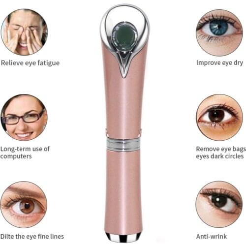 Electric Vibration Heated Eye Massager Eye Wrinkle Massage Pen Dark Circle Removal Puffiness Removal Anti Aging Eyes Care Tools