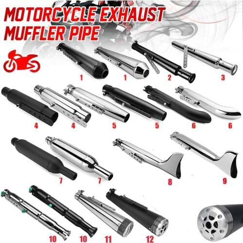 Motorcycle Cafe Racer Exhaust Pipe Muffler Tip Exhaust System Universal For Honda/Yamaha/Suzuki Custom Chopper Bobber