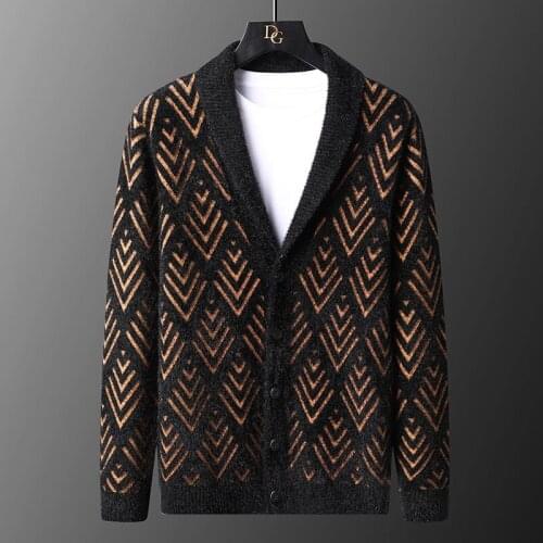 Brand Autumn Sweater Mens Sweater Jersey Navidad Hombre Diamond Striped Cardigan Mens Fashion Knitted Sweater Men Winter Sweater