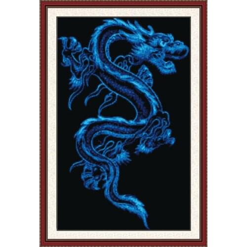 Blue Dragon cross stitch kit 14ct 11ct pre stamped canvas cross stitching animal lover embroidery DIY handmade needlework