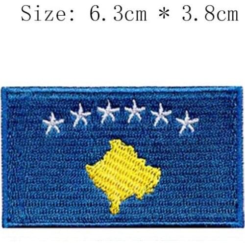 Kosovo embroidery flag patch Pristina city emblem for Motorcycle coat Wholesale iron on sew left chest shirts star and state