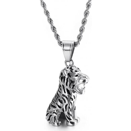 New European and American hip-hop pendant leopard head hanging hiphop titanium steel jewelry