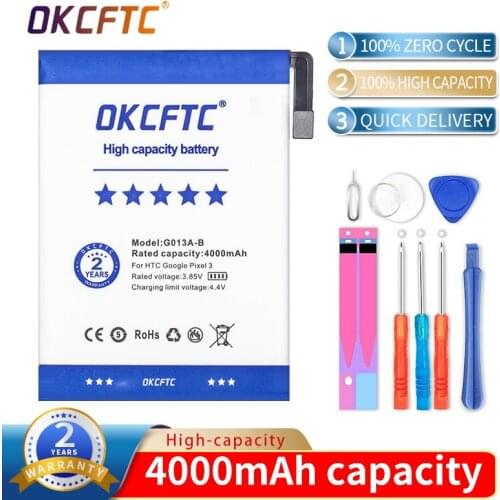 OKCFTC 4000mAh G013A-B Battery for HTC GOOGLE PIXEL 3 G013B G013A Batteries rechargeable batteries
