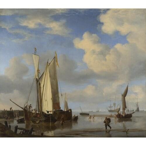 Wholesale Famous oil painting Replica # London Museum Religious ART- willem van de velde - dutch vessels inshore and men bathing
