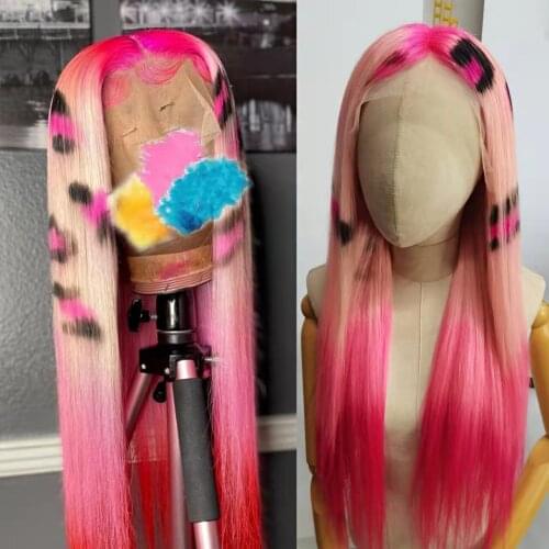 Leopard Color Human Hair Wig Pre Plucked 613 Lace Frontal Wig with Baby Hair Orange Ombre Lace Front Wig for Women COLODO