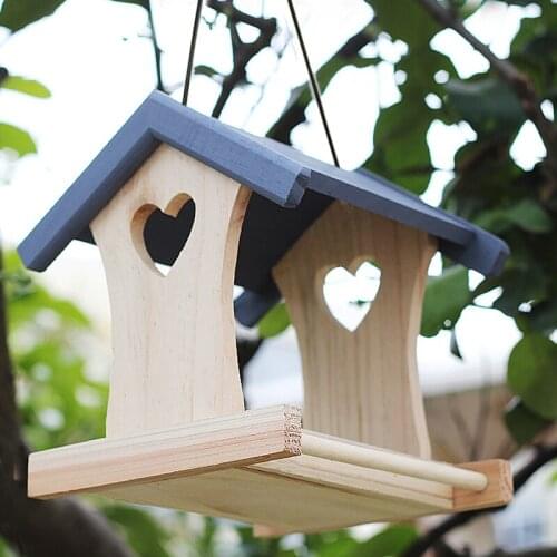 Handmade Pine Wood Bird Feeding Pavilion