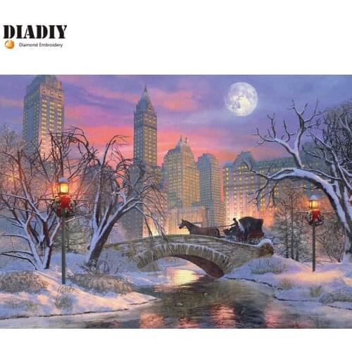 Full round drill 5D DIY Diamond embroidery Christmas Eve in New York Diamond Painting Cross Stitch Rhinestone Mosaic decoration