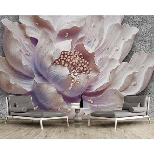 Custom Mural Wallpaper 3D Stereoscopic Relief Peony Jewelry Flower Wall Painting Study Bedroom Living Room Decor Photo Wallpaper