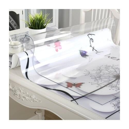 1.0mm/1.5mm/2.0mm/3.0mm Transparent and Frosted Table Cover Mat Kitchen Pattern Oil cloth Glass Soft Cloth Tablecloth