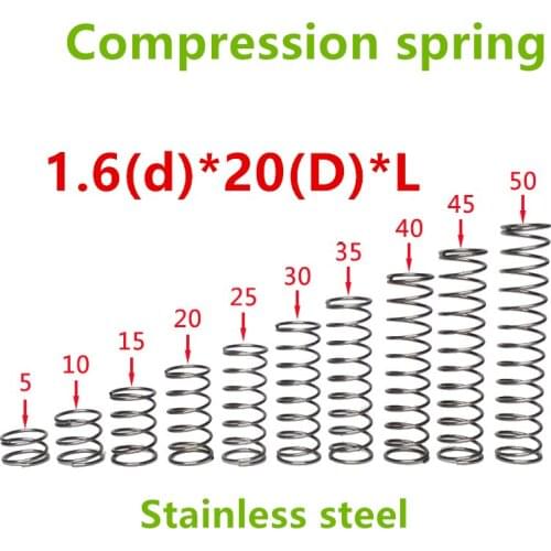 20pcs 1.6*20*(10/15/20/25/30/35/40/45/50) Stainless steel Series small spot spring wire compression pressure springs