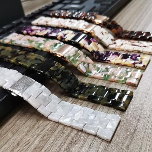 22mm 20mm Smooth Resin Watch Band Lightweight Bracelet Thin Replacement Strap Folding Buckle Wristband Clock Belt Accessories