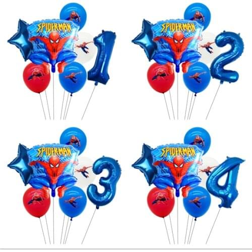1 set Spiderman Set balloon Babys age Boy and girl Numbered balloon set Child birthday Party decoration toy Latex ball