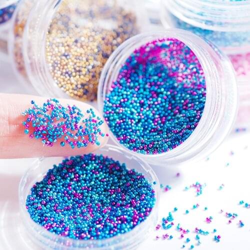 0.8mm Glass Ball Nail Art Tiny Caviar Beads Rhinestones Nail Gel Design Decoration Gems For Ladies Manicure DIY