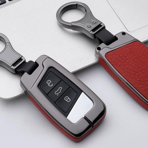 High Quality Car Leather & Metal Key Case Cover Keychain For Volkswagen Tiguan MK2 CC Passat B8 For Skoda A7 Octavia Superb