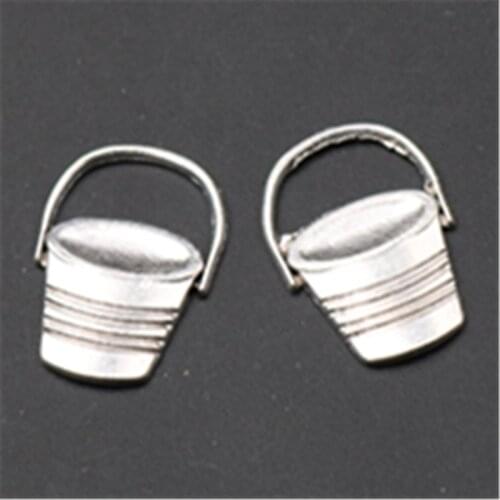 WKOUD 10pcs Silver Color plane alloy buckets charm bracelet necklace DIY Metal Jewelry Handmade Accessories A777