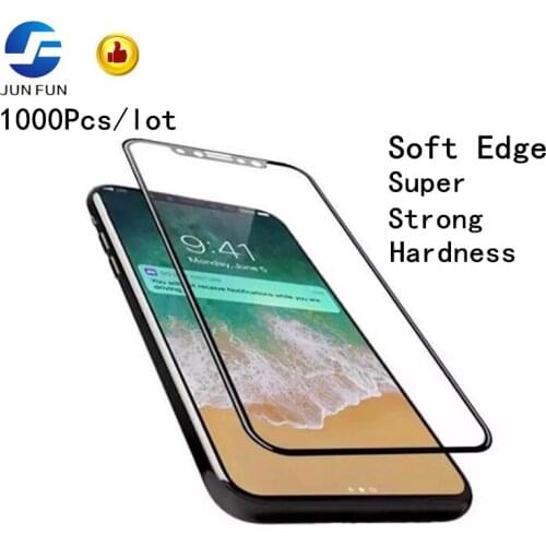 JUN FUN 1000Pcs/lot soft edge Screen Protector Tempered Glass For iPhone X 8 6 6S 7 Plus case carbon fiber Tempered Glass