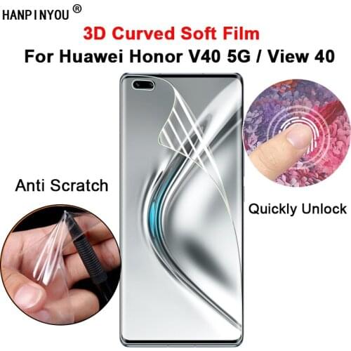 For Huawei Honor V40 5G / View 40 3D Curved Clear Soft PET Full Cover Film Quickly Unlock Screen Protector -Not Tempered Glass