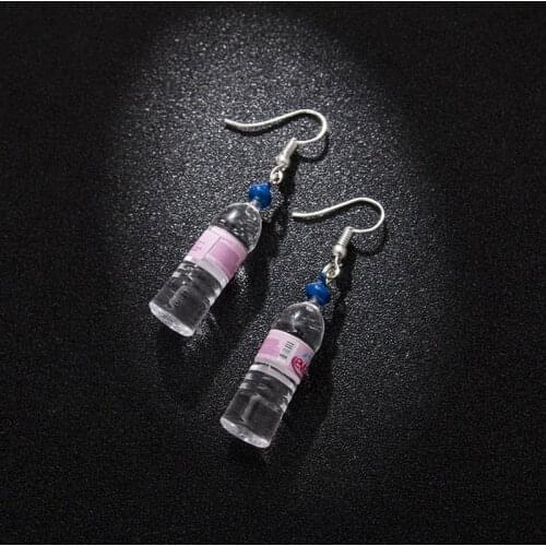 Hot jewelry wholesale Fashion Creative Simulation of Mineral Water Bottles Earrings Cute Handmade Earrings Women