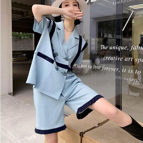 ZCSMLL Suit women 2021 summer new design niche brand short-sleeved suit jacket five-point shorts two-piece set 2021 summer tide