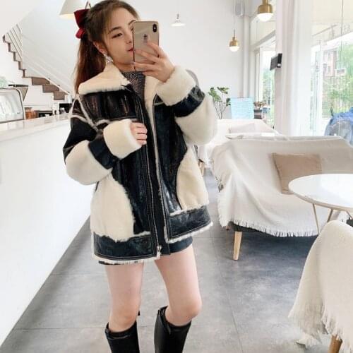 Women Winter Coat 2021 New Arrival Natural Real Sheep Fur Jacket Chapped Sheepskin Locomotive Style Long Sleeve Thick Warm
